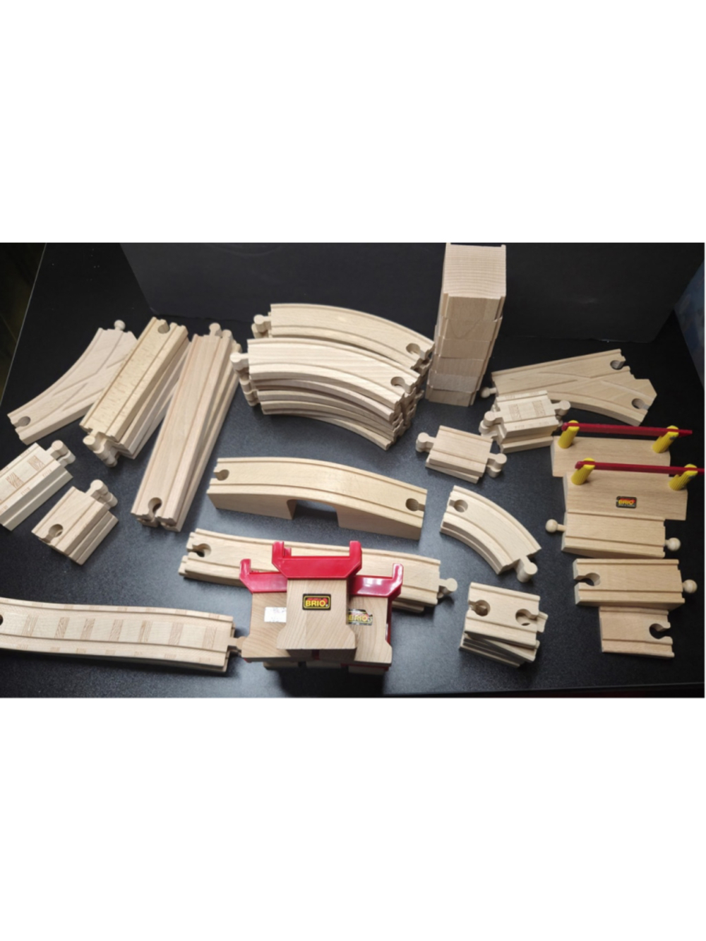 BRIO Wooden Railway Track Lot 62 Pc Switches Bridge Supports Curved Straight